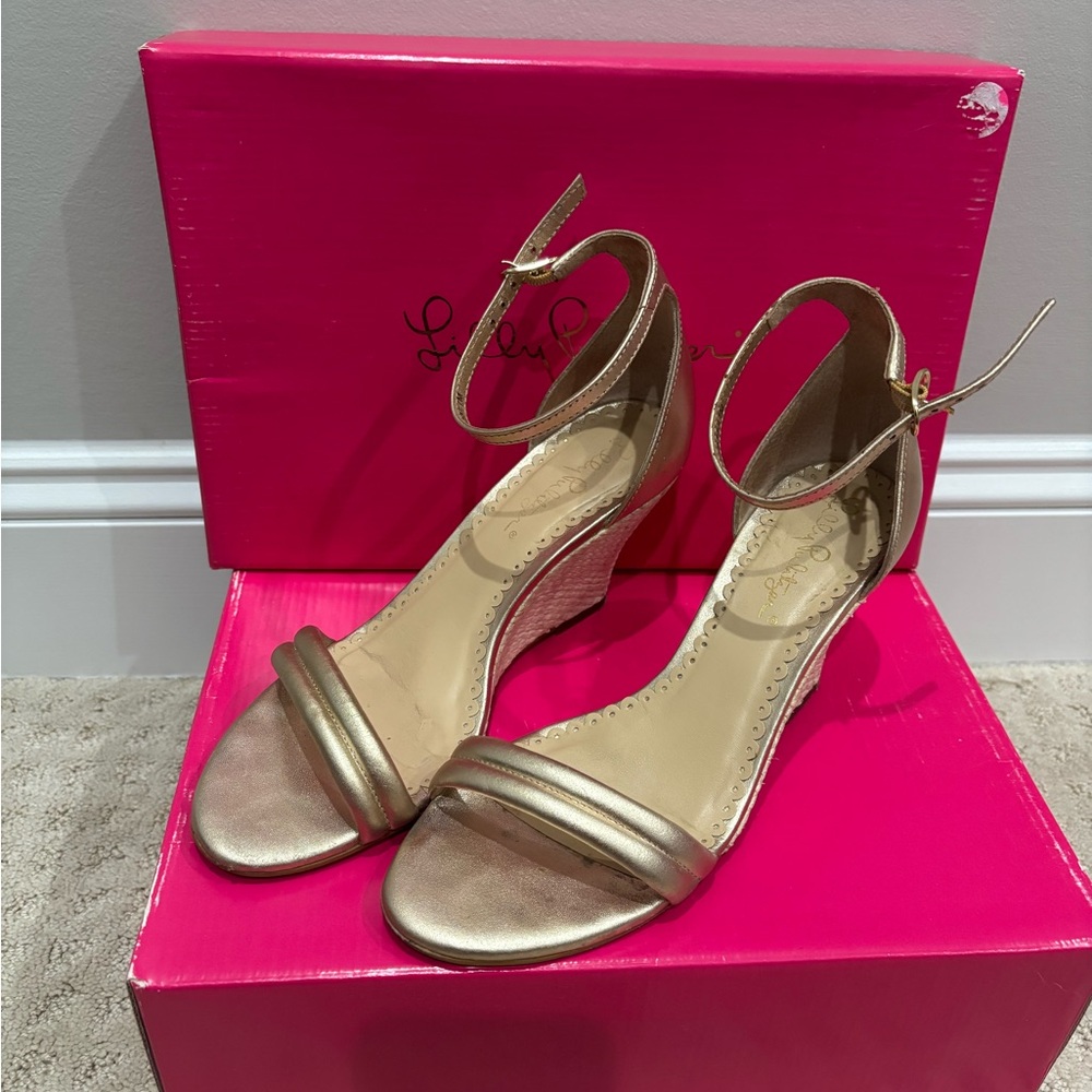 Lilly Pulitzer Gold Strappy Heels